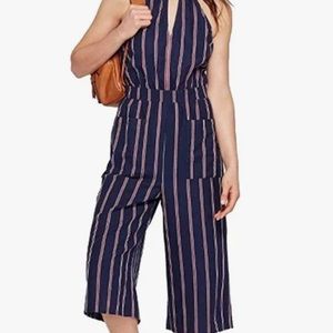 Universal Thread Red/White Striped on Blue Jumpsuit Size S